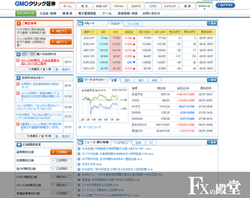 GMOクリック証券FXの取引画面