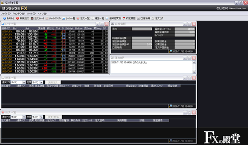 GMOクリック証券FXの取引画面